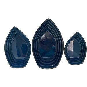 Set of Three Blue Nantucket Row Boats Stoneware Baking Dishes